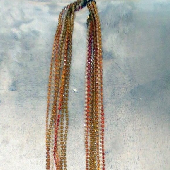Lot 2 Vintage Bead Necklaces (Plastic) -8 Multi Strand Amber 48"/Light Blue 58" - Picture 10 of 16